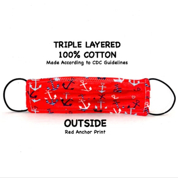 Ladies' Triple Layer Cotton Face Mask - Anchors - Picture 2 of 6